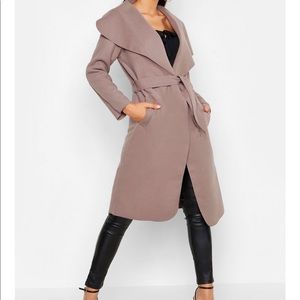 Belted shall collar coat